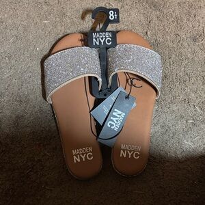 Madden NYC Women's Glitter Sandals - Silver